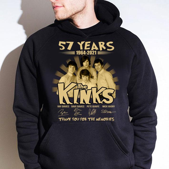 The Kinks 57 years of 1964-2021 signatures thank you for the memories t-shirt hoodie