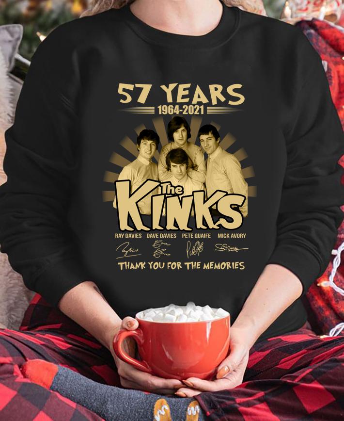 The Kinks 57 years of 1964-2021 signatures thank you for the memories t-shirt sweatshirt