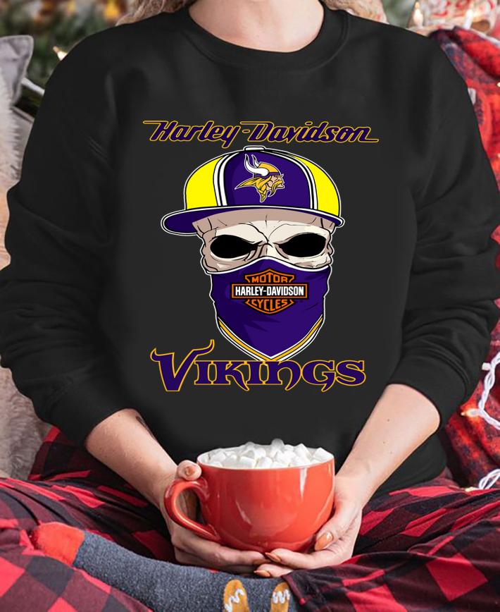 Skull Harley Davidson Minnesota Vikings Hat Purple t-shirt sweatshirt