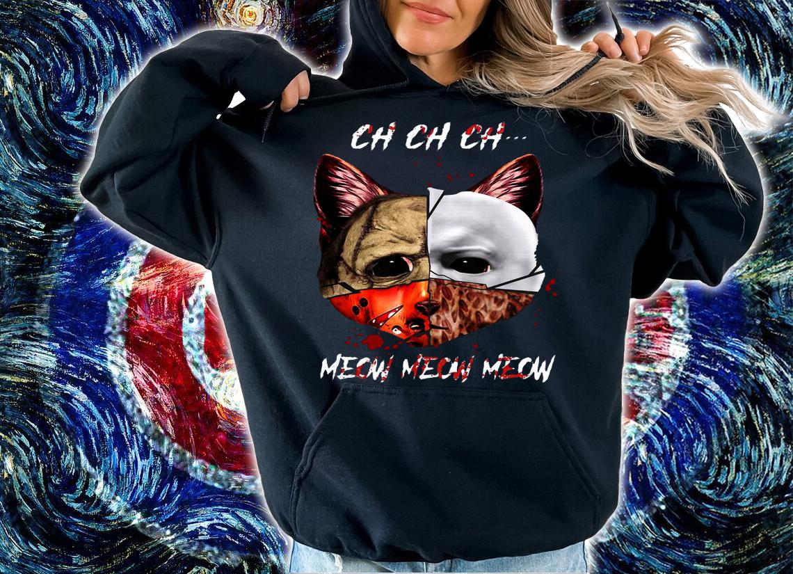 Cat Face of Jason Michael Myers Freddy Krueger Leatherface Meow meow meow t-shirt hoodie