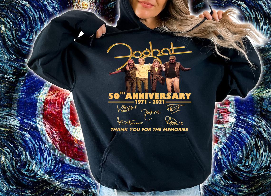 Foghat Band 50th Anniversary 1971-2021 Signatures t-shirt hoodie