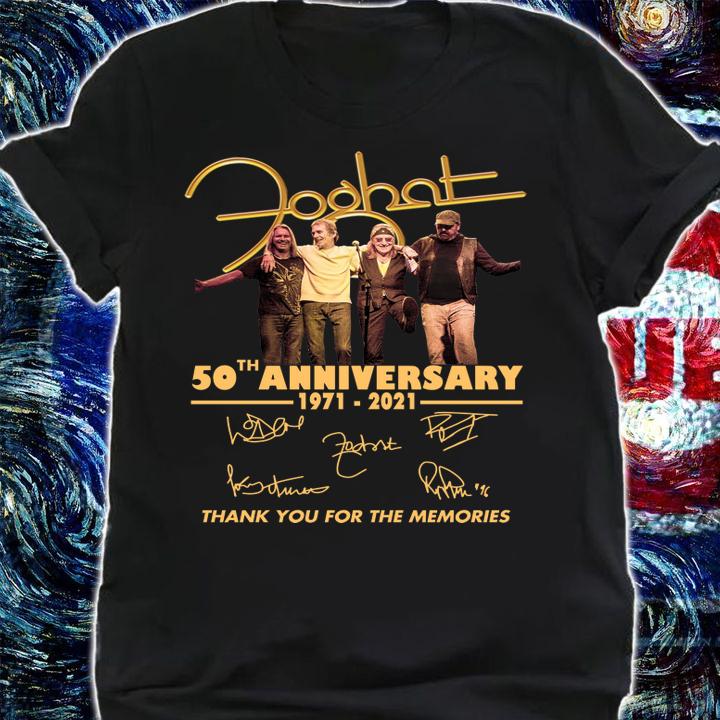 Foghat Band 50th Anniversary 1971-2021 Signatures t-shirt shirt