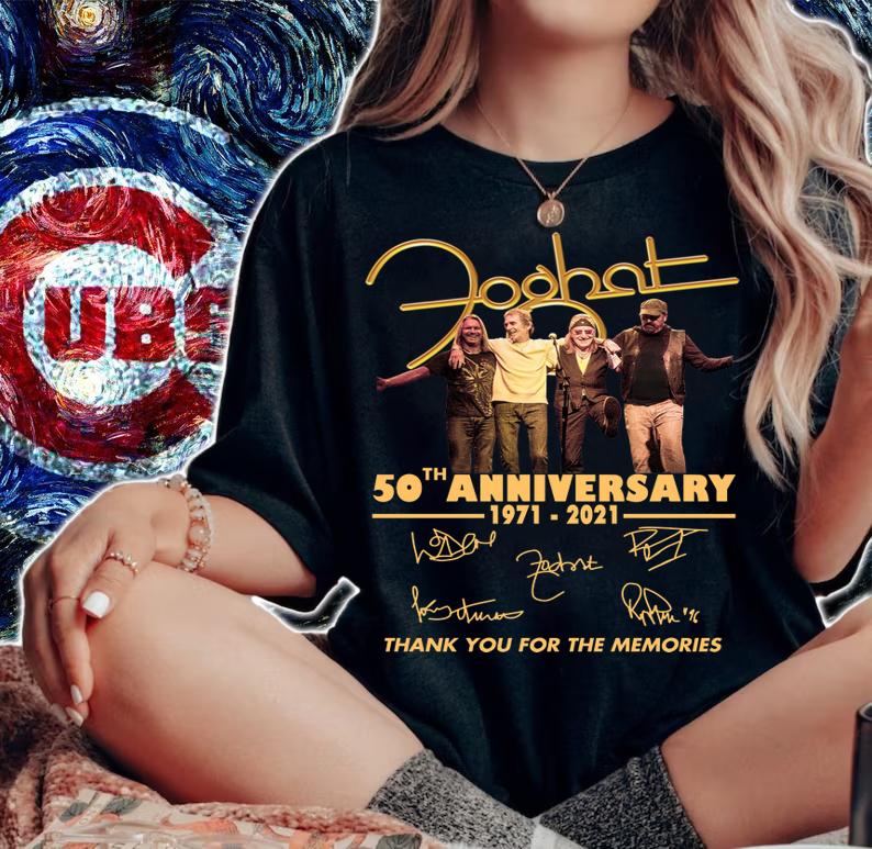 Foghat Band 50th Anniversary 1971-2021 Signatures t-shirt woman shirt