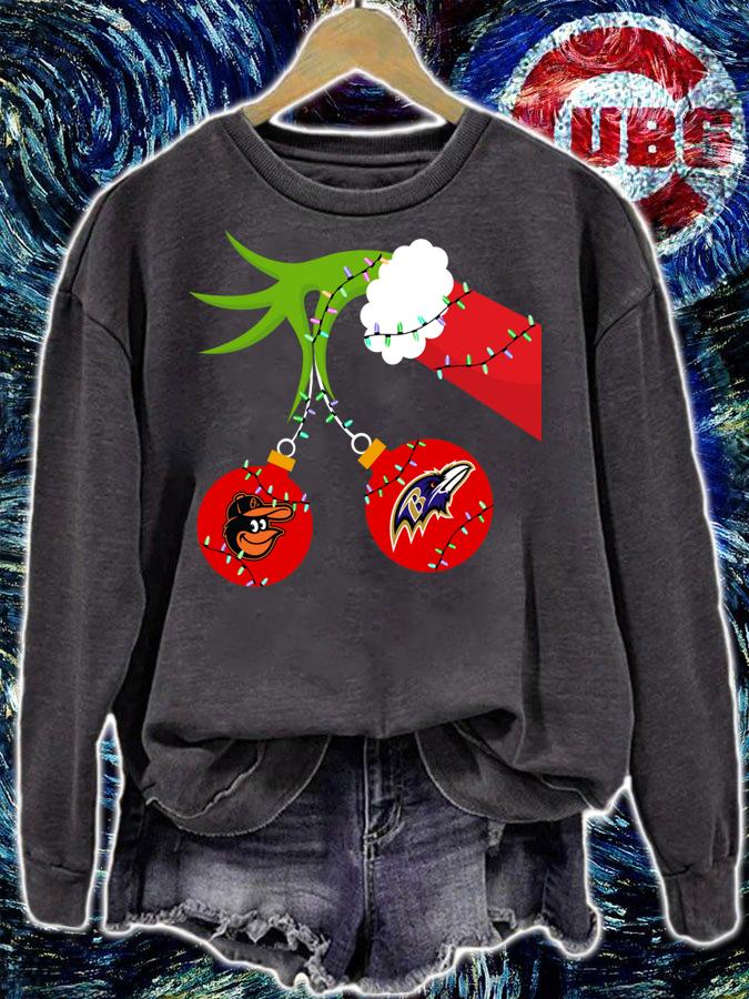 Christmas Grinch Baltimore Orioles And Baltimore Ravens t-shirt sweatshirt