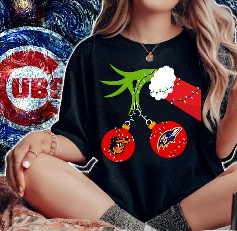 Christmas Grinch Baltimore Orioles And Baltimore Ravens t-shirt woman shirt