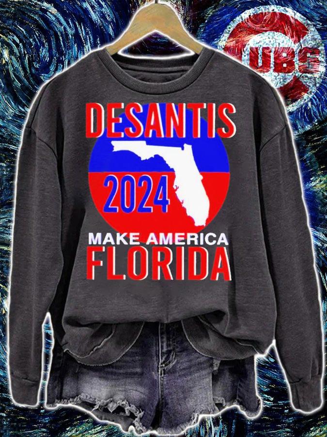 Desantis 2024 make America Florida Patriot Map t-shirt sweatshirt