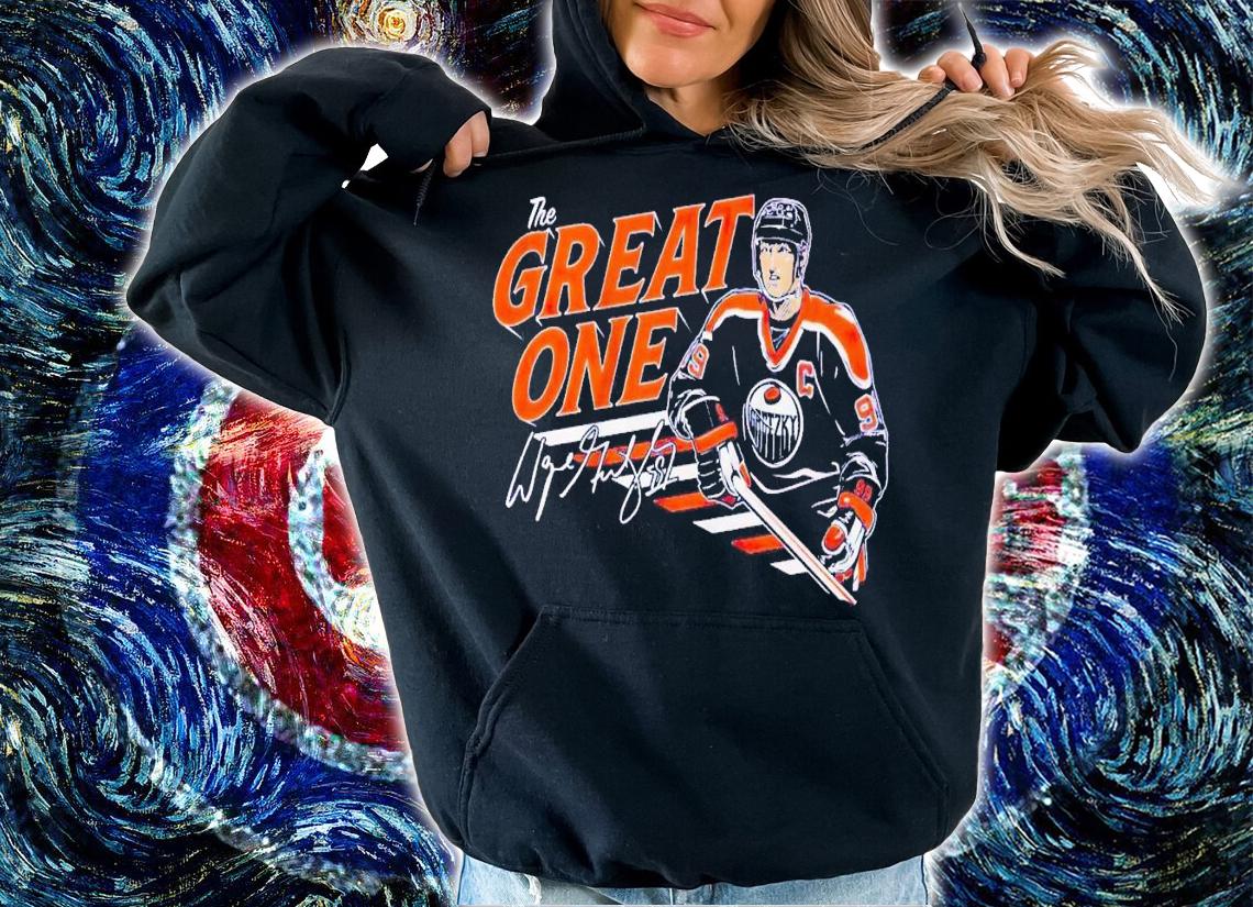Edmonton Oilers Wayne Gretzky the great one signature t-shirt hoodie