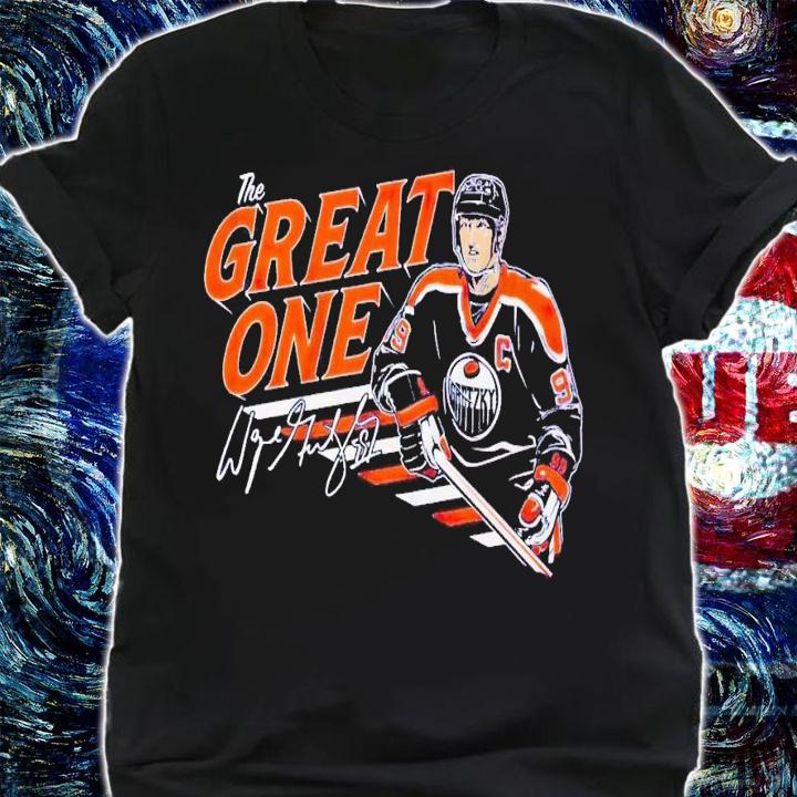 Edmonton Oilers Wayne Gretzky the great one signature t-shirt shirt