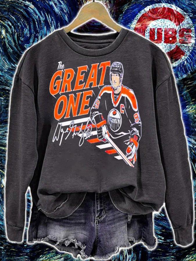 Edmonton Oilers Wayne Gretzky the great one signature t-shirt sweatshirt