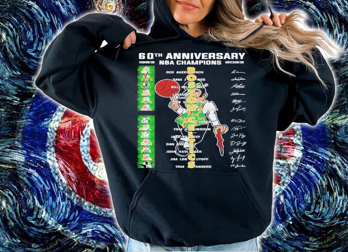 60th anniversary 1963 2023 NBA Champions Boston Celtics signatures shirt t-shirt hoodie