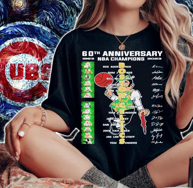 60th anniversary 1963 2023 NBA Champions Boston Celtics signatures shirt t-shirt woman shirt