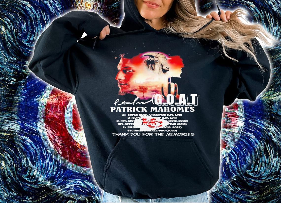 Goat Patrick Mahomes thank you for the memories signatures shirt t-shirt hoodie