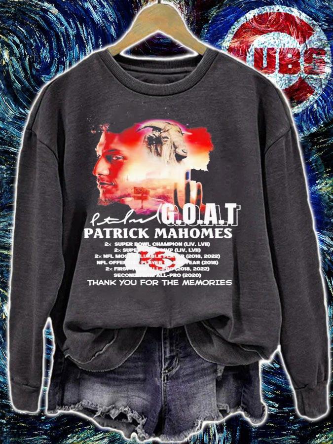 Goat Patrick Mahomes thank you for the memories signatures shirt t-shirt sweatshirt
