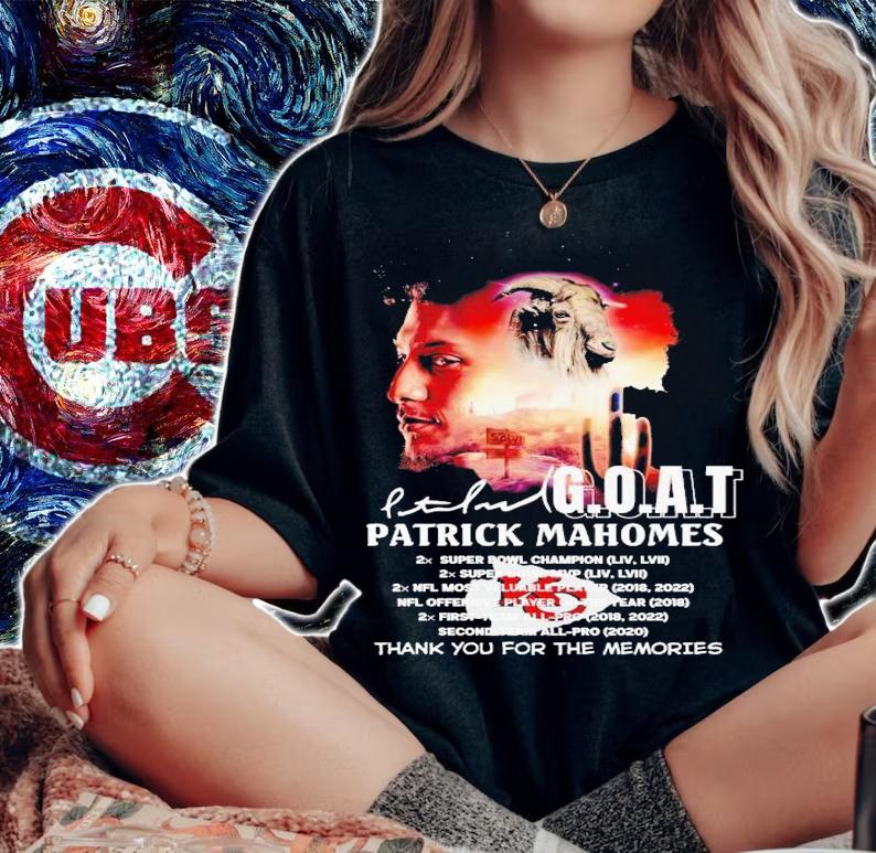 Goat Patrick Mahomes thank you for the memories signatures shirt t-shirt woman shirt