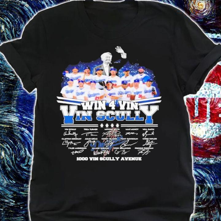 Los Angeles Dodgers Win 4 Vin Scully Signatures 1000 Vin Scully Avenue Shirt t-shirt