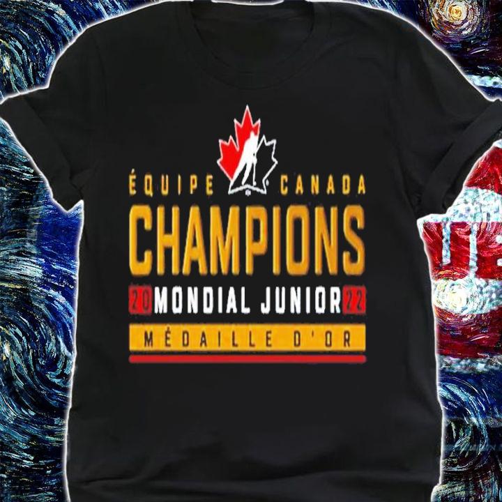 Black Hockey Canada 2022 World Junior Ice Hockey Gold Medal Champions French Shirt t-shirt shirt