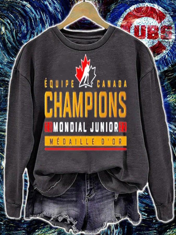 Black Hockey Canada 2022 World Junior Ice Hockey Gold Medal Champions French Shirt t-shirt sweatshirt