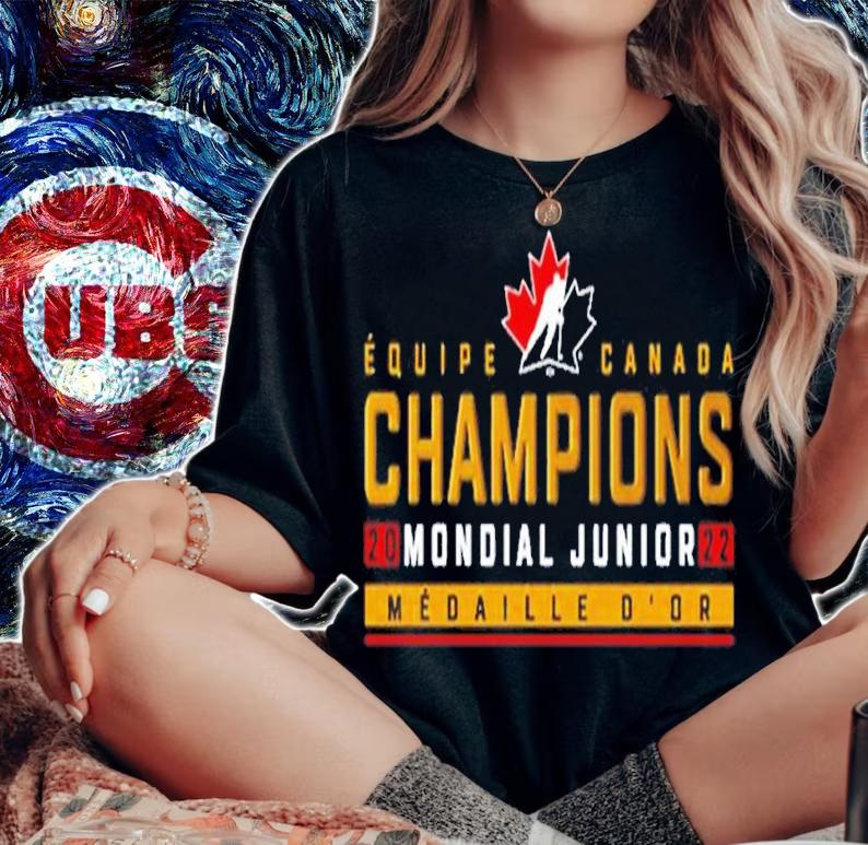 Black Hockey Canada 2022 World Junior Ice Hockey Gold Medal Champions French Shirt t-shirt woman shirt