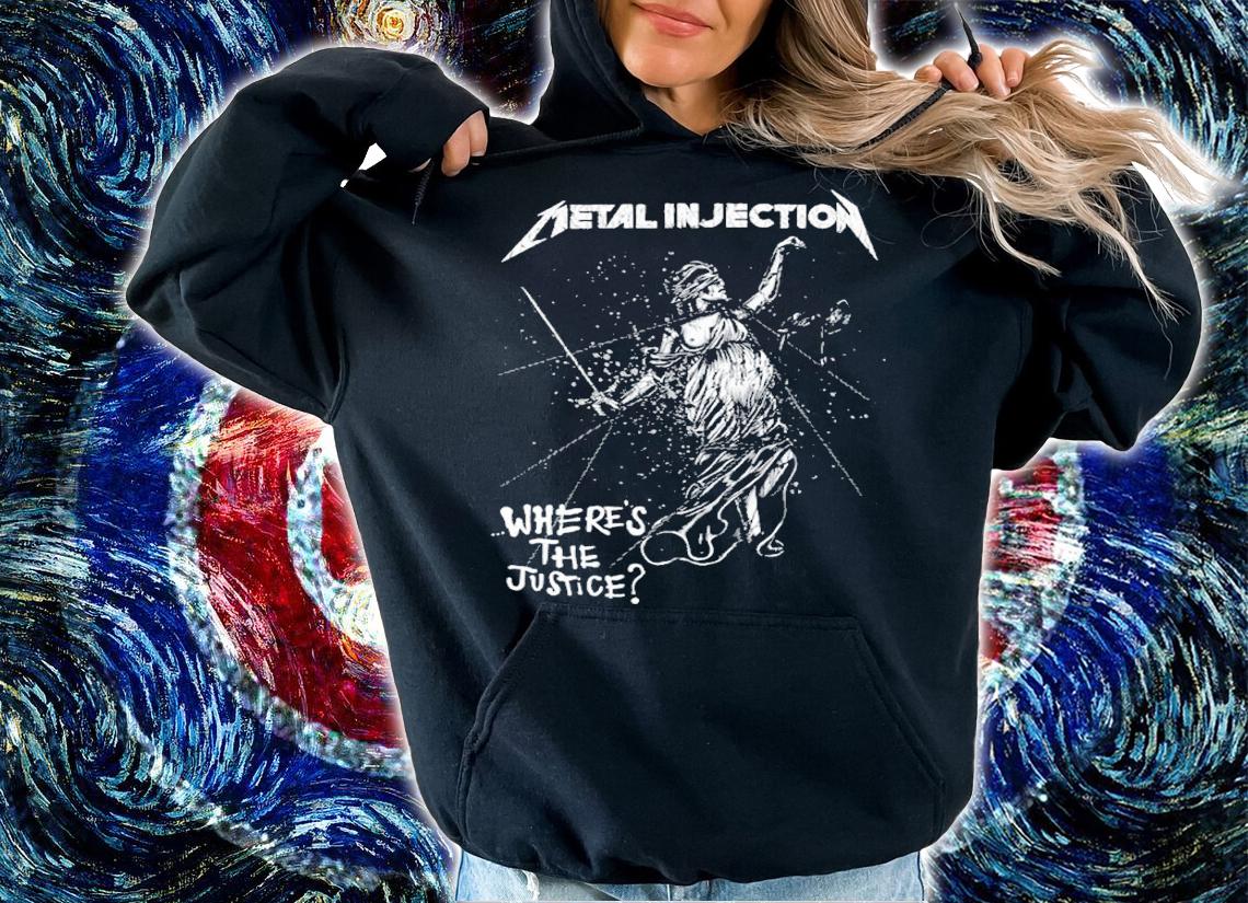 Metal Injection where's the justice shirt t-shirt