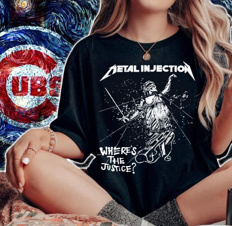 Metal Injection where's the justice shirt t-shirt