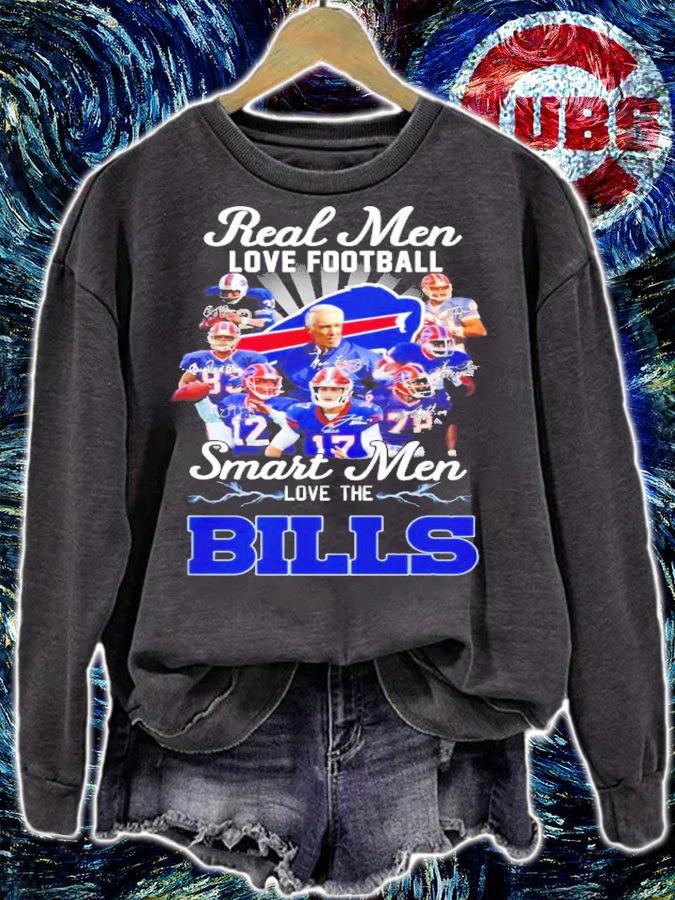 Real men love football smart men love the Bills signatures shirt t-shirt sweatshirt