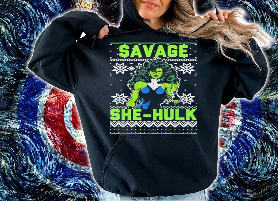 Marvel She-Hulk Savage Ugly Christmas shirt t-shirt hoodie