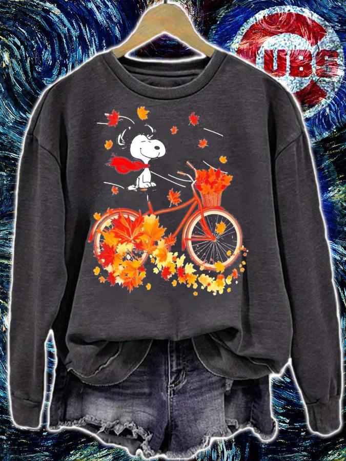 Snoopy Dog Autumn Maple Leaves T-Shirt t-shirt sweatshirt