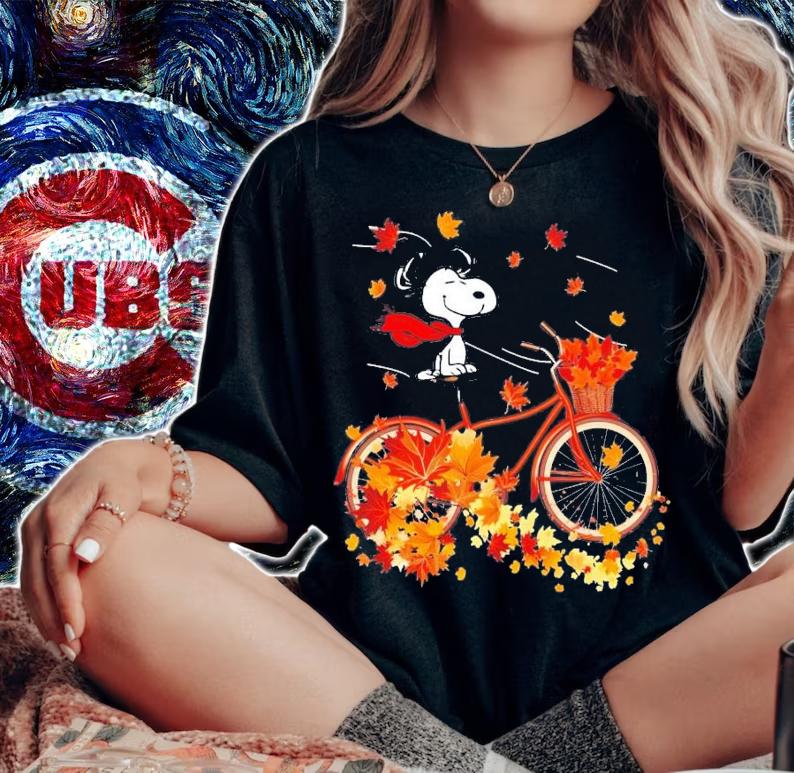 Snoopy Dog Autumn Maple Leaves T-Shirt t-shirt woman shirt