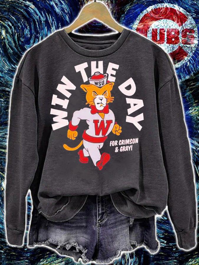 Win The Day WSU Cougar Mascot For Crimson And Gray Shirt t-shirt