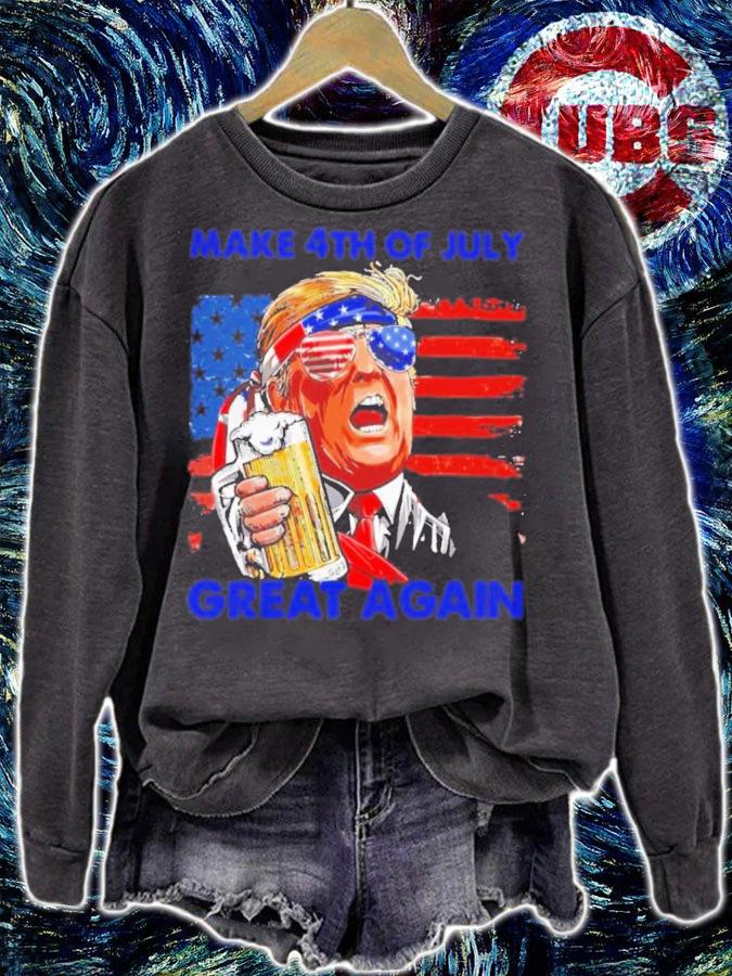 Donald Trump Drinking Beer Make 4th Of July Great Again Shirt t-shirt sweatshirt