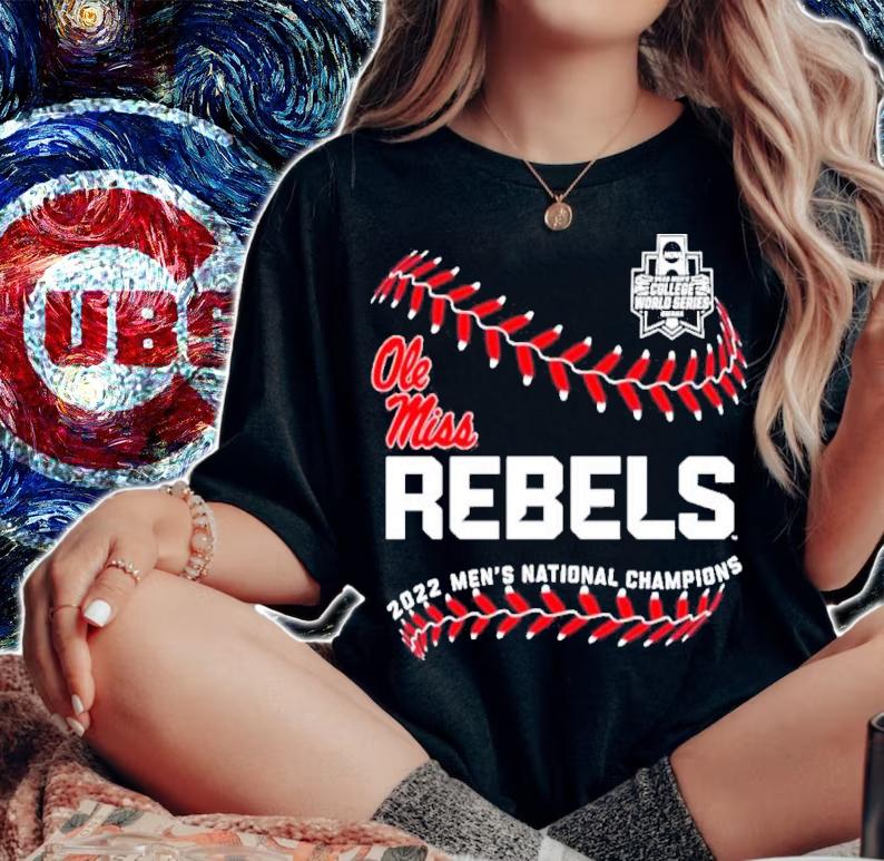 Men's Ole Miss 2022 CWS Baseball National Champs Outtasight Shirt t-shirt
