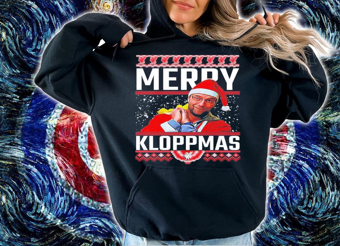 Merry Kloppmas Jurgen Klopp LFC Liverpool Christmas T-Shirt t-shirt hoodie