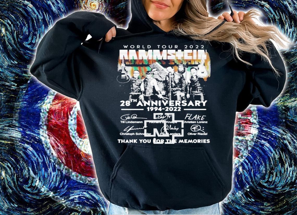 Rammstein The World Tour 2022 28th Anniversary 1994-2022 Thank You For The Memories Shirt t-shirt