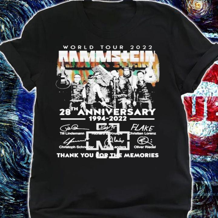 Rammstein The World Tour 2022 28th Anniversary 1994-2022 Thank You For The Memories Shirt t-shirt