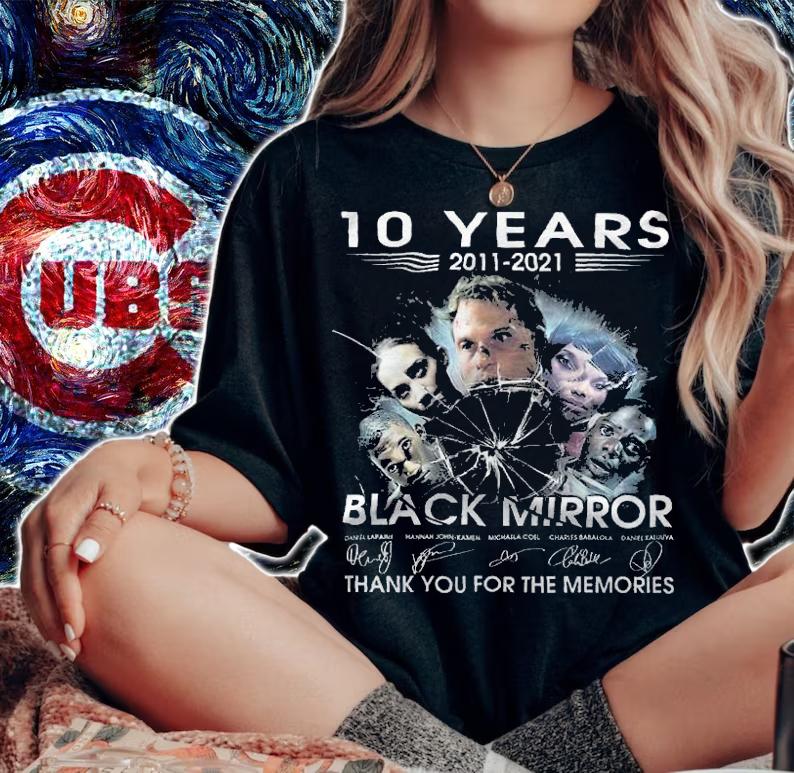 10 years 2011-2021 Black Mirror signatures thank you for the memories shirt t-shirt woman shirt