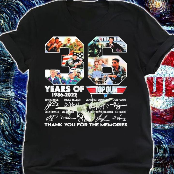 33 Years Of 1986-2022 Top Gun Signatures Thank You For The Memories Shirt t-shirt shirt