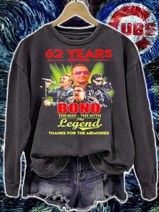 62 years 1960-2022 Bono the man the myth the legend signature shirt t-shirt