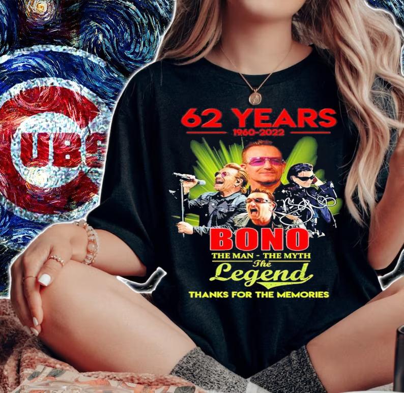 62 years 1960-2022 Bono the man the myth the legend signature shirt t-shirt