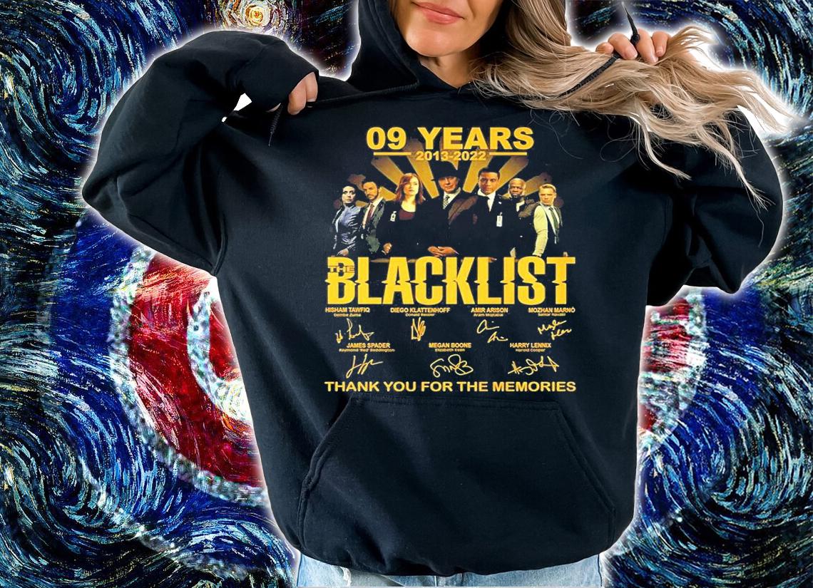 9 Years 2013 2022 The Blacklist Thank You To The Memories T-Shirt t-shirt