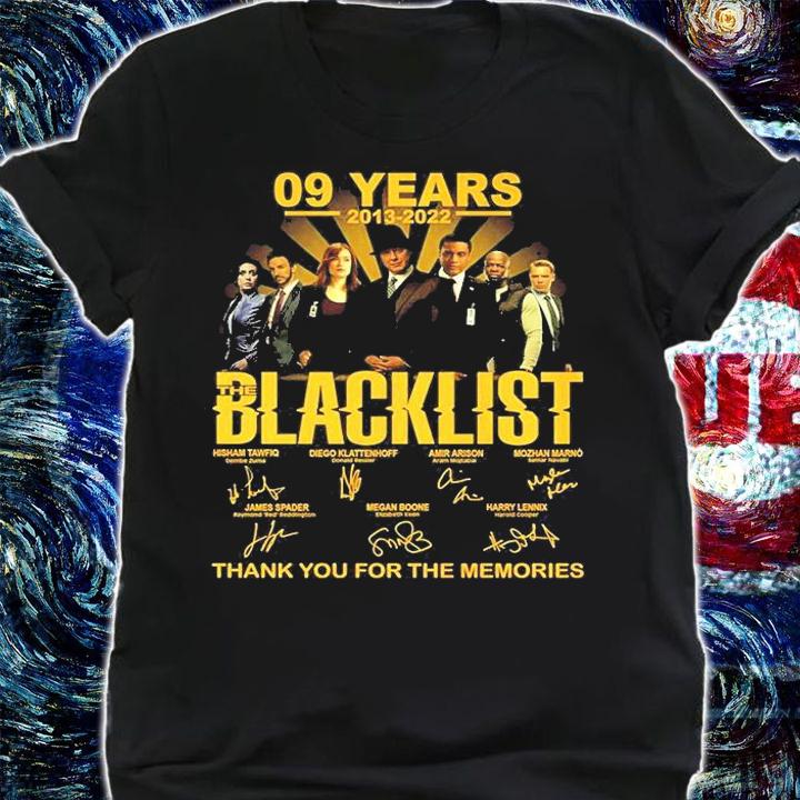 9 Years 2013 2022 The Blacklist Thank You To The Memories T-Shirt t-shirt