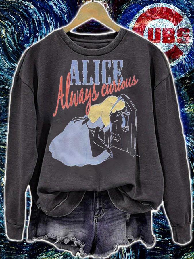 Alice In Wonderland Alice Always Curious Text Shirt t-shirt