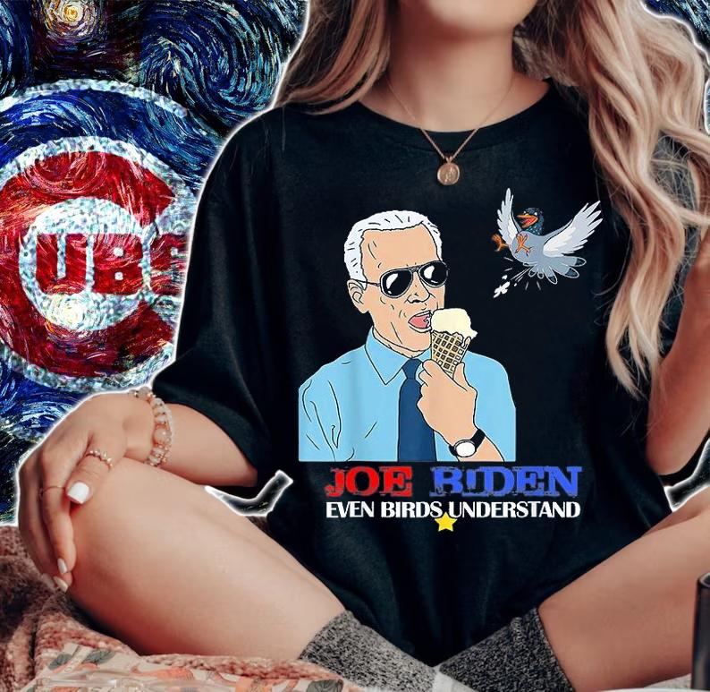 Biden Bird Poop Funny Design Bird Pop With Biden Ice Cream T-Shirt t-shirt
