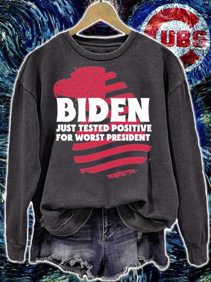 Biden Just Tested Positive For Worst President USA Flag Vintage T-Shirt t-shirt
