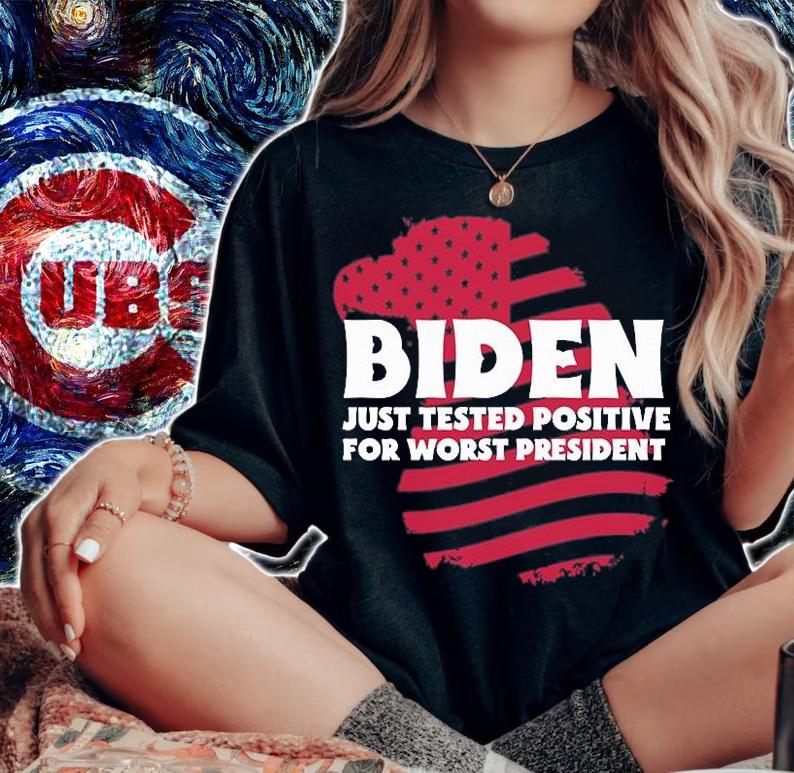 Biden Just Tested Positive For Worst President USA Flag Vintage T-Shirt t-shirt