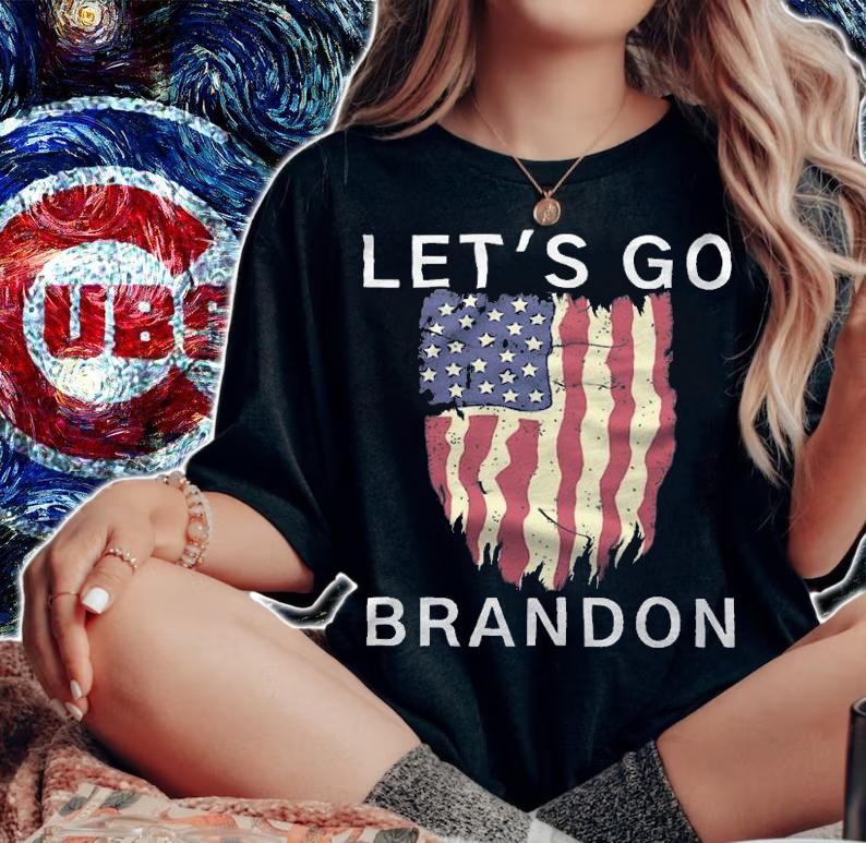 Let's Go Brandon USA Flag Retro T-Shirt t-shirt woman shirt