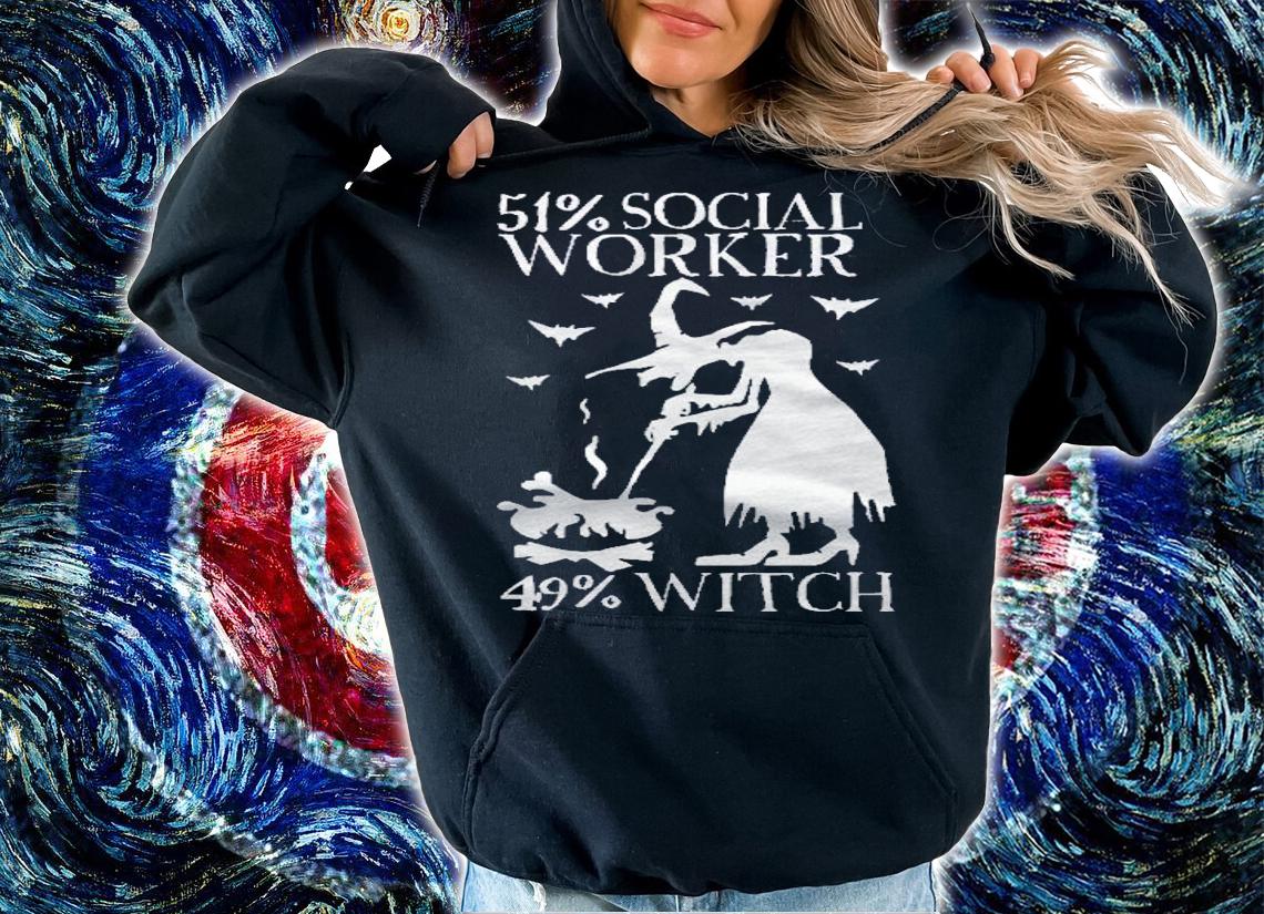 Halloween Witch & Social Worker Pullover Shirt t-shirt