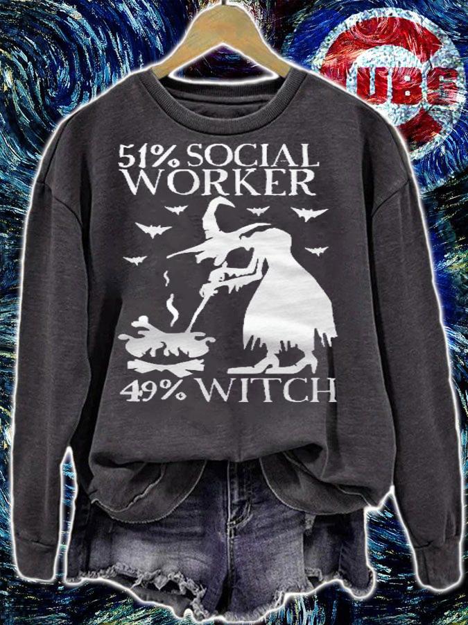 Halloween Witch & Social Worker Pullover Shirt t-shirt