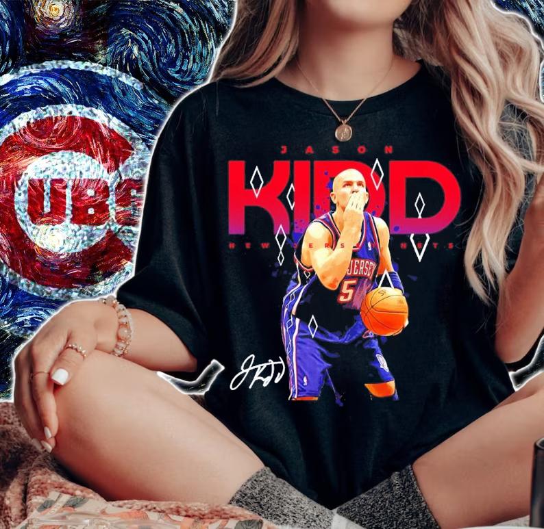 Jason Kidd New Jersey Nets Basketball Shirt t-shirt woman shirt