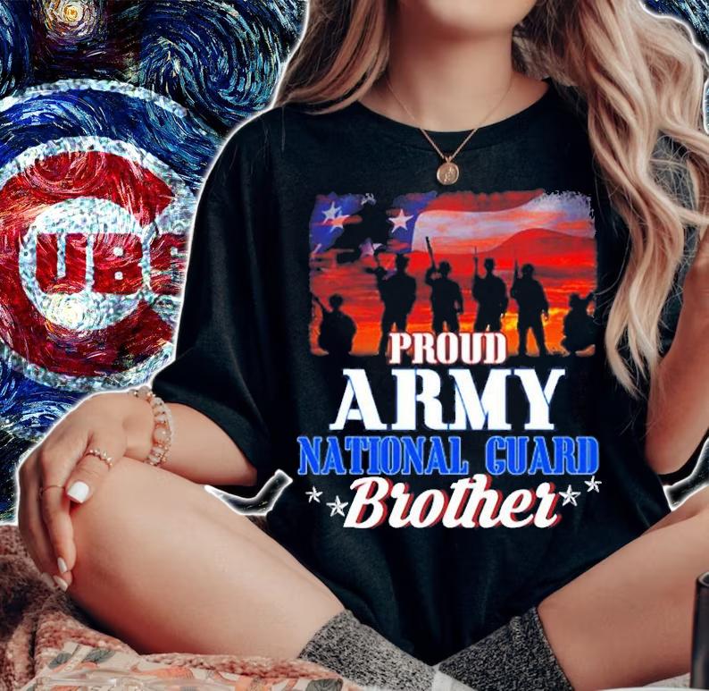 Proud Army National Guard Brother Us Flag T-Shirt t-shirt woman shirt