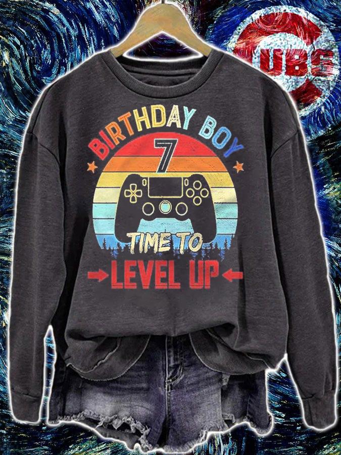 Kids Birthday Boy 7 Time To Level Up 7Th Birthday Boy Gamer Shirt t-shirt sweatshirt